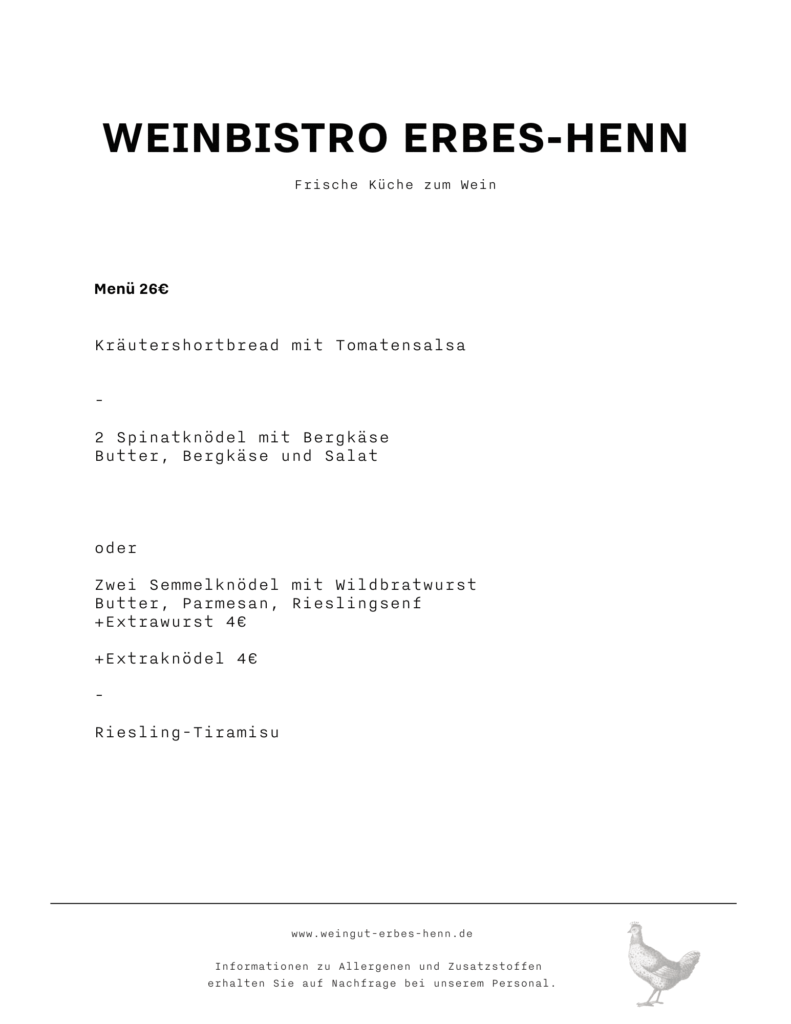 Straußwirtschaft Restaurant Mosel Speisekarte