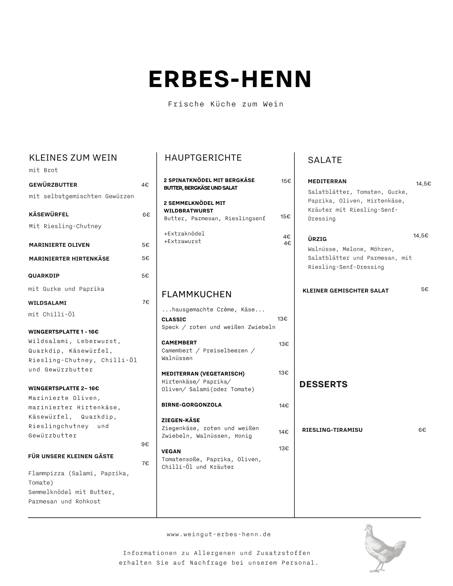 Speisekart restaurant Ürzig